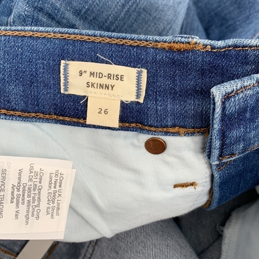 Madewell mid-rise skinny distressed jeans women raw hem frayed 9" new 26 - Picture 7 of 7